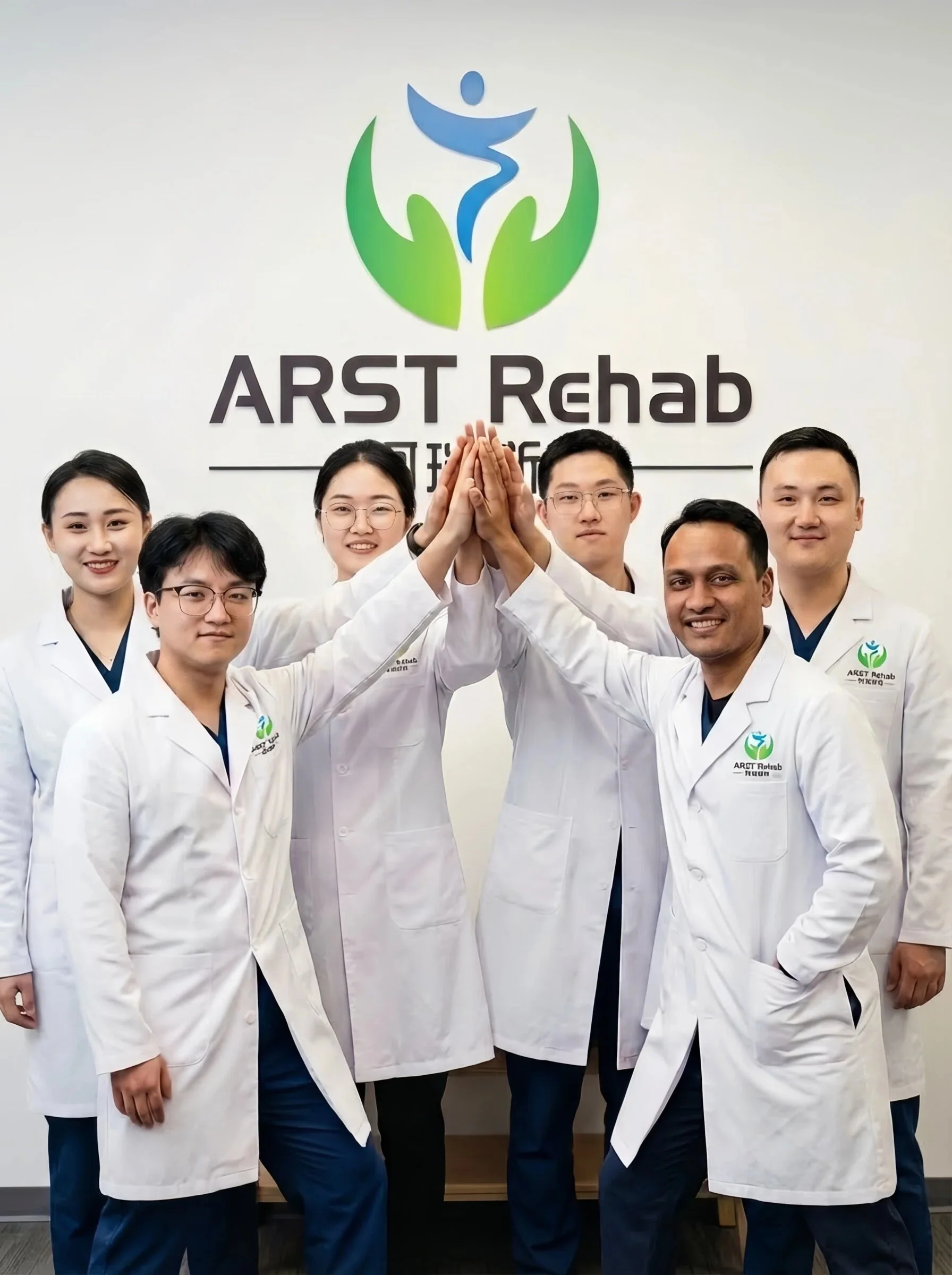 阿瑞斯特专业医疗与康复专家团队在现代诊所内合影